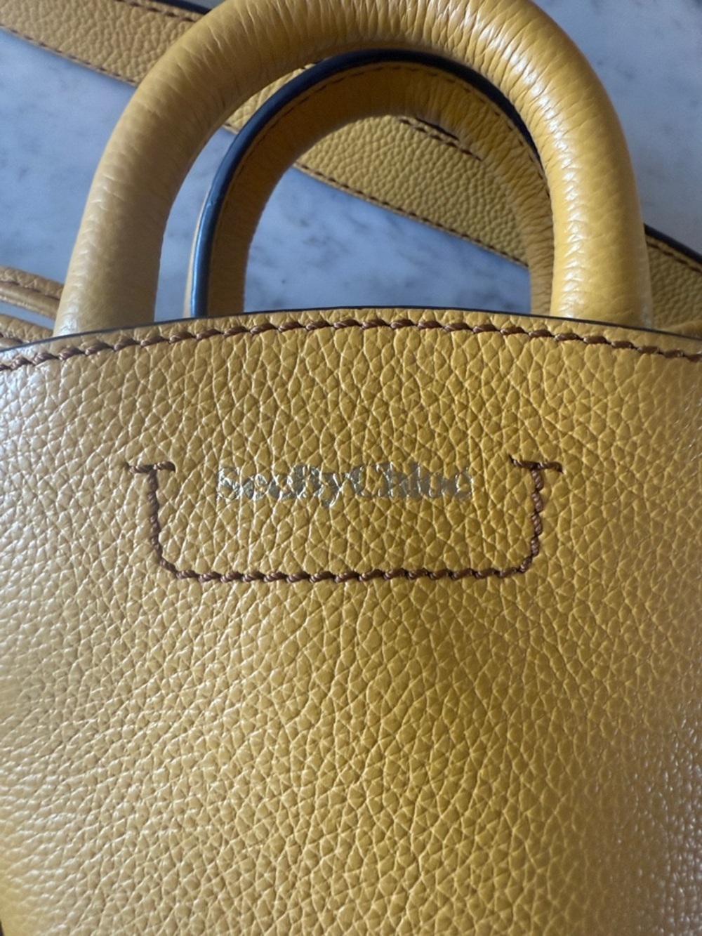 See By Chloé Yellow Mini Bucket Bag with Woven Charm - Picture 6 of 12